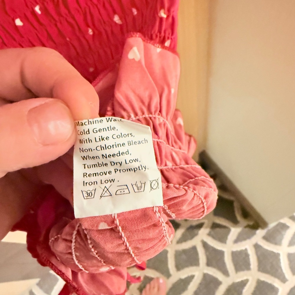 Valentines Prettygarden Red Heart Smocked Bodycon Dress Ruched Tie Puff Sleeve L - Picture 8 of 8